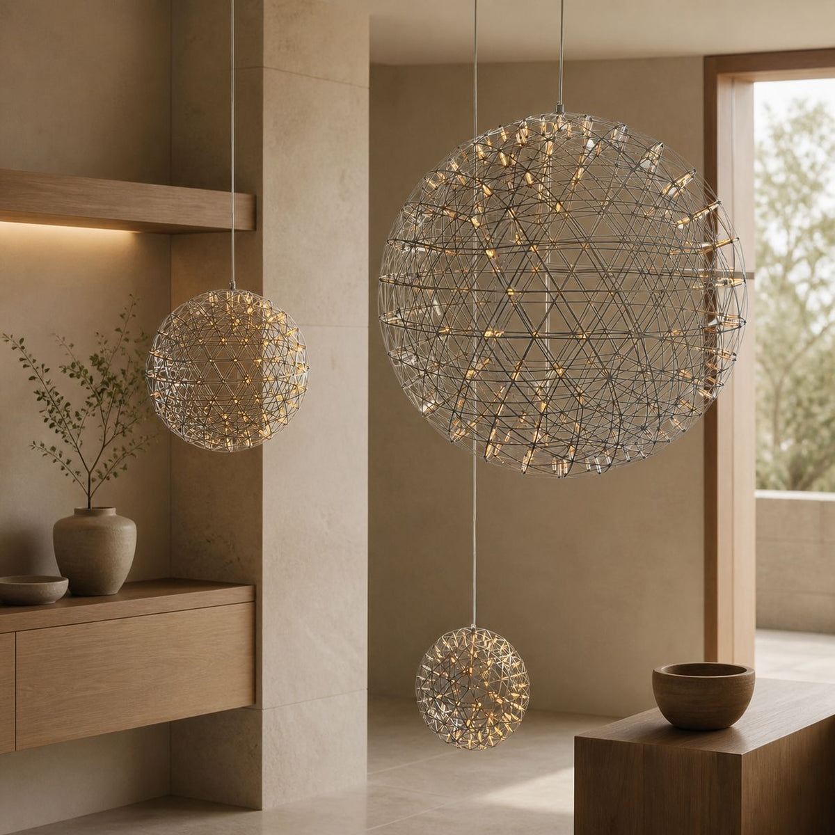 Silver Spark Ball Pendant Light