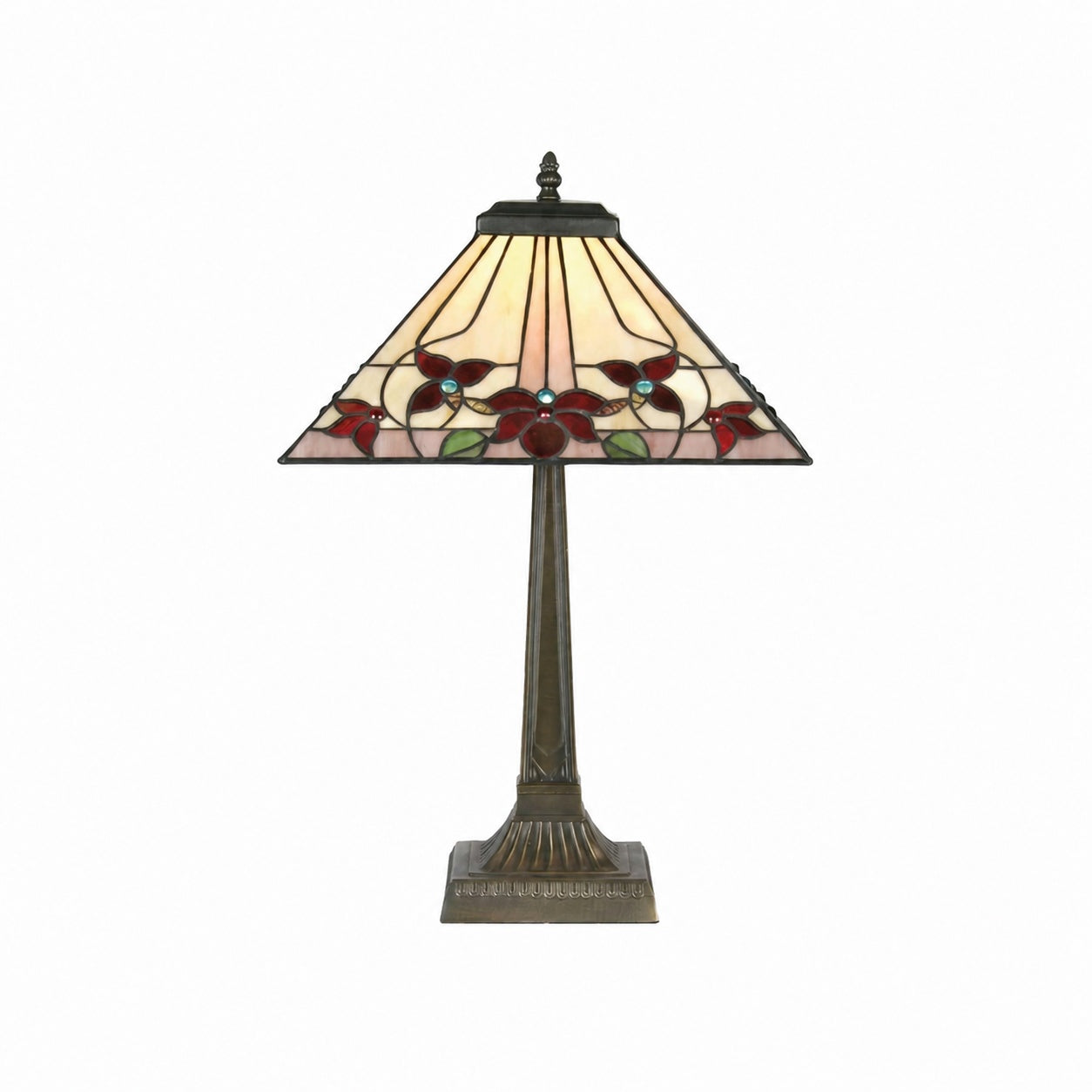TF Camillo Libellen-Tischleuchte aus Buntglas – Jugendstil-Tiffany-Stil mit geschwungenem Rand für Wohn- und Schlafzimmer