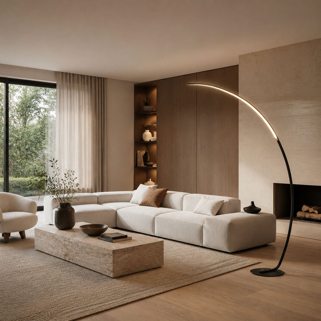 Lirra Minimalistische, geschwungene Stehleuchte – Elegantes Metall-Akzentelement für Wohnräume
