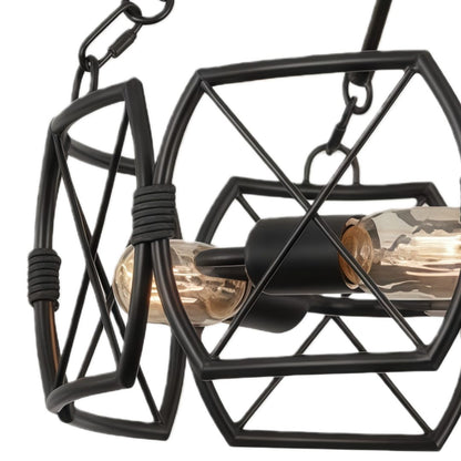 FerraLoft Geometric Cage Metal Pendant Light - Industrial Hanging Fixture for Kitchen Island