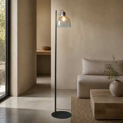 Readium Industrial Floor Lamp - Adjustable Glass Head Metal Base for Living Room and Bedroom