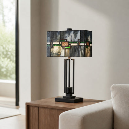 Rechteckige Tischleuchte Culletto aus Buntglas – Künstlerischer Look für Schlafzimmer und Flure