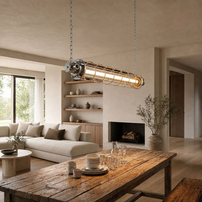Minimalist Tube Pendant Light with Linear Silhouette for Modern Kitchen Island and Dining Lighting