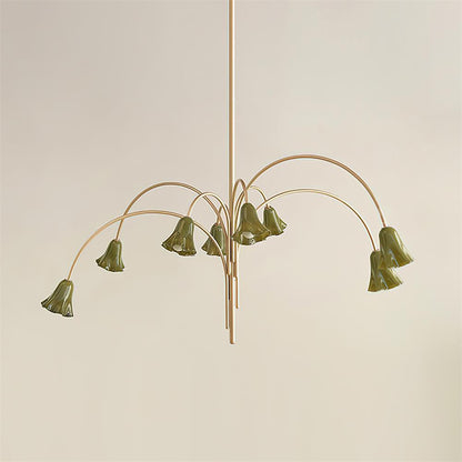 Bellina Sculptural Glass Lily Chandelier – Modern Romantic Pendant Light for High Ceilings