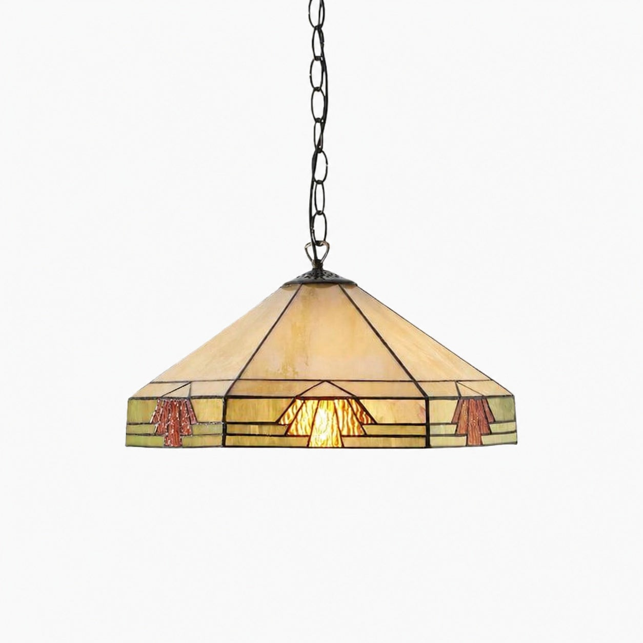 TF Nevada Vintage Stained Glass Pendant - Handcrafted Art Glass Lighting for Dining Areas