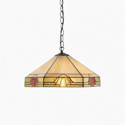 TF Nevada Vintage Stained Glass Pendant - Handcrafted Art Glass Lighting for Dining Areas