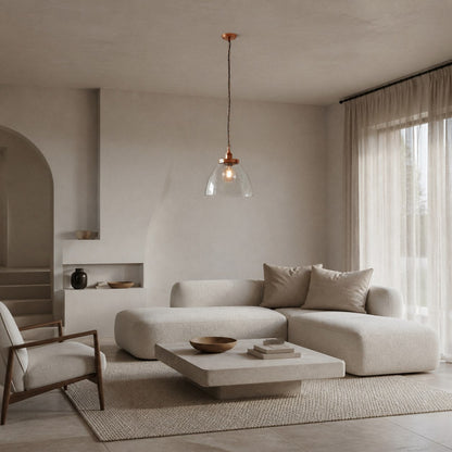 Novera Art Deco Kuppel-Hängeleuchte mit verstellbarer Höhe und Glasschirm - Wohnzimmer