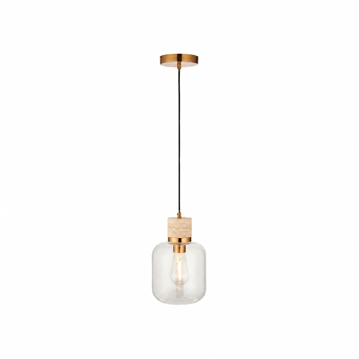 Korlisse Pendelleuchte aus Naturstein und Glas – Stilvolle Lampe für Wohnzimmer oder Lounge