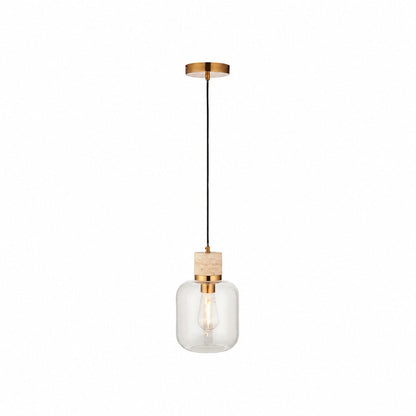 Korlisse Pendelleuchte aus Naturstein und Glas – Stilvolle Lampe für Wohnzimmer oder Lounge