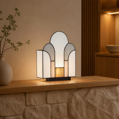 Kelsar Tischleuchte im Art-Deco-Stil aus Buntglas – Elegante Akzentleuchte für Wohnzimmer oder Eingangsbereich