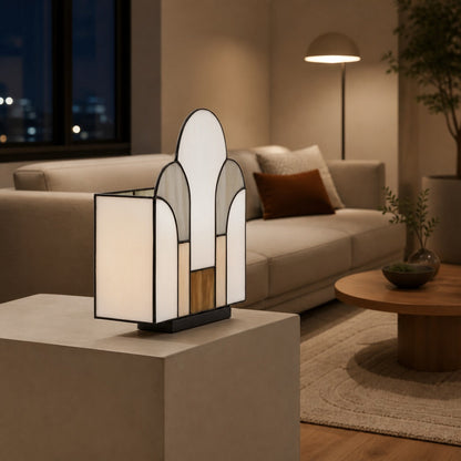 Kelsar Tischleuchte im Art-Deco-Stil aus Buntglas – Elegante Akzentleuchte für Wohnzimmer oder Eingangsbereich