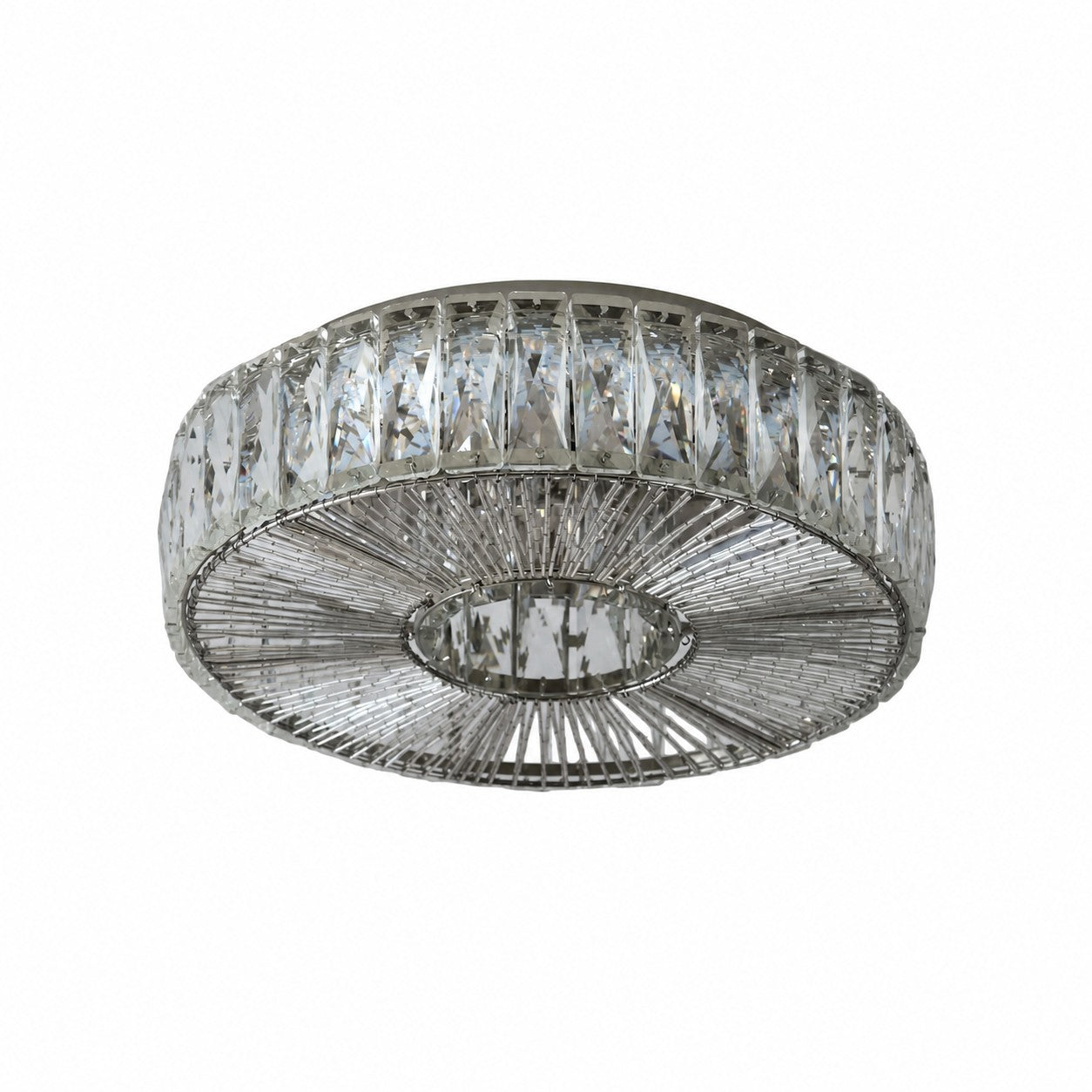 Glomar Glass Round Flush Ceiling Light - Modern Metal Glass Finish Living Areas
