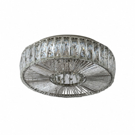 Glomar Glass Round Flush Ceiling Light - Modern Metal Glass Finish Living Areas