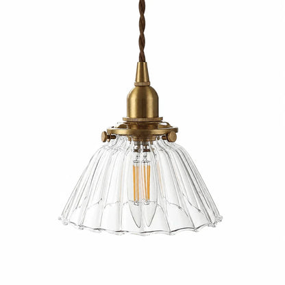 Clear ribbed glass pendant