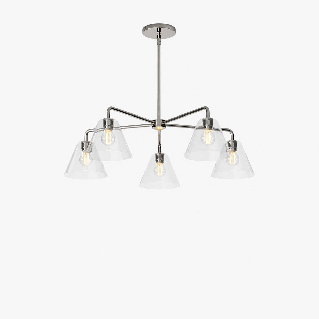 Conica Skulpturaler 5-flammiger Kegel-Kronleuchter – Moderne Glasbeleuchtung für Zuhause