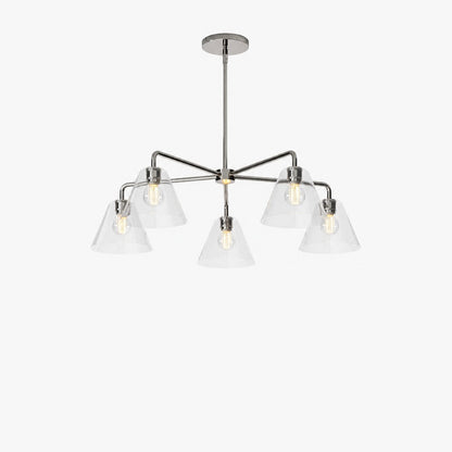 Conica Skulpturaler 5-flammiger Kegel-Kronleuchter – Moderne Glasbeleuchtung für Zuhause
