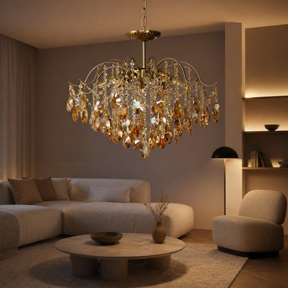 Vintage Sumptuous Teardrop Crystal Chandelier