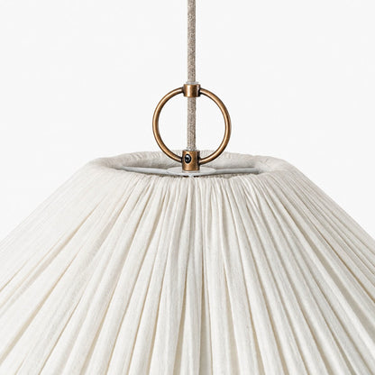 Blossine Linen Scalloped Pendant Light - Layered Shade and Metal Canopy Rustic to Modern