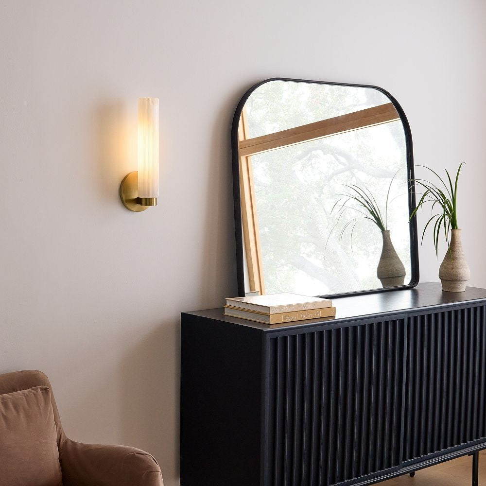 Rivora Fluted Glass Indoor Outdoor Sconce - Modern Wall Light for Home Decor
