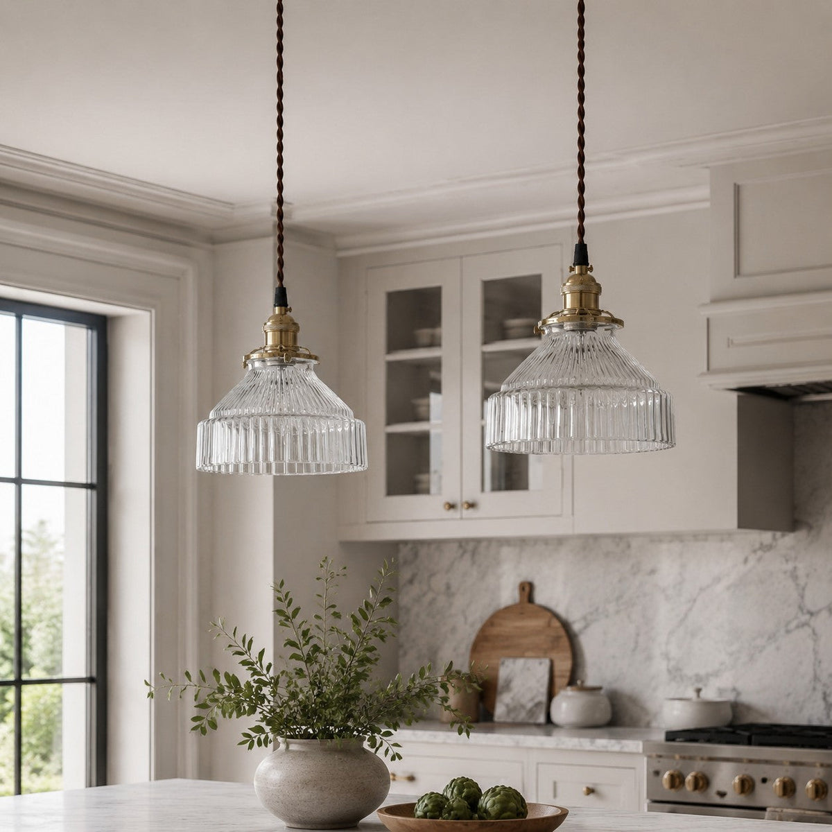Nordic Minimalism Brass Glass Pendant Light - Transparent Light