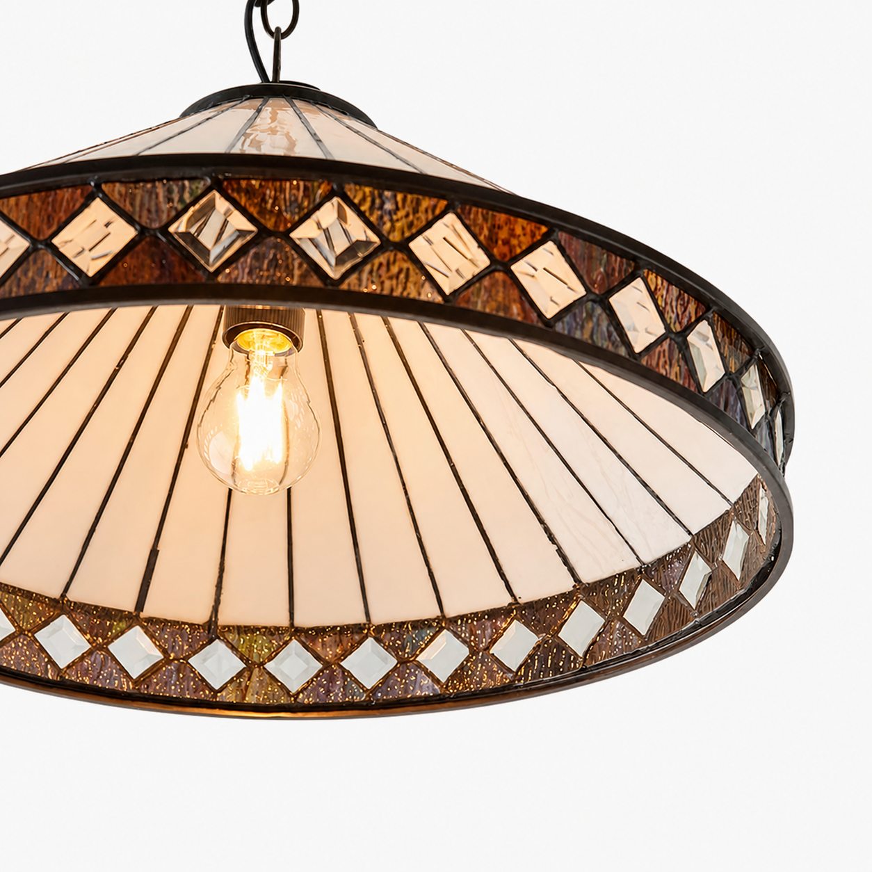 TF Fargo Pendant Light - Tiffany Style Lighting with an Art Deco Shade and Adjustable Chain
