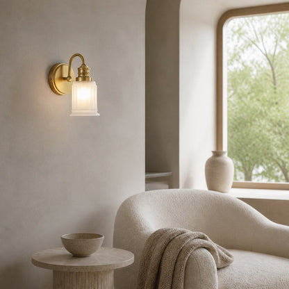 Lirra Bathroom Metal Wall Lamp with Glass Shade - Damp Rated Wall Sconce