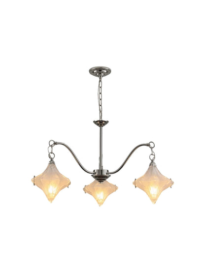 Art Deco Astris Star Chandelier – Frosted Glass Deco Fixture for Dining Room