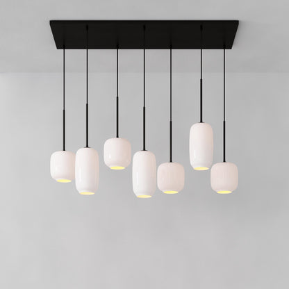 Lumivelle Sculptural 7-Light Chandelier – Adjustable Height Modern Glass Pendant