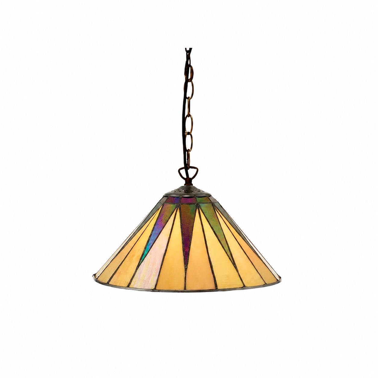 TF Dark Star Tiffany Pendant – Stained Glass Geometric Design Ceiling Light for Living Rooms