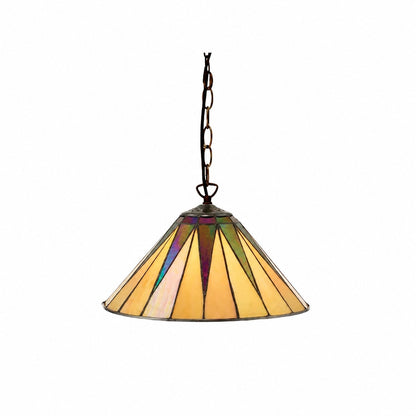 TF Dark Star Tiffany Pendant – Stained Glass Geometric Design Ceiling Light for Living Rooms