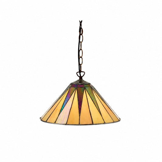 TF Dark Star Tiffany Pendelleuchte – Geometrische Deckenleuchte aus Buntglas für Wohnzimmer