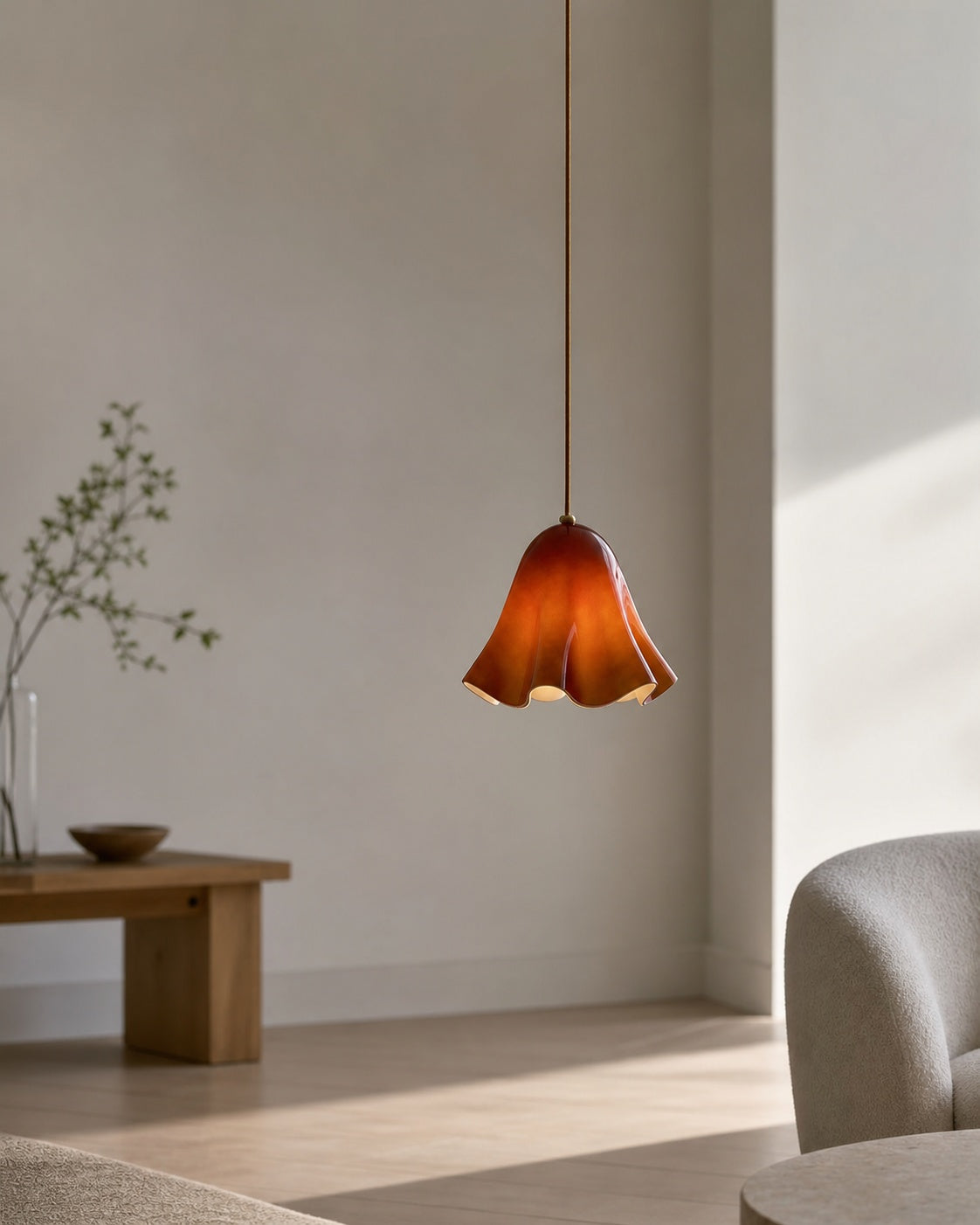 Bellina Artistic Glass Pendant Light - Modern Bloom Inspired Hanging Ceiling Lamp