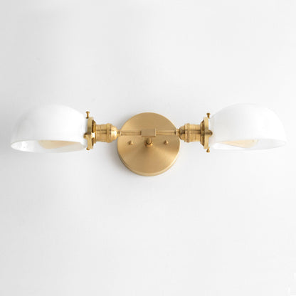 Ornato Luxe Mid-Century Vanity Light - Brass Bathroom Fixture with Opal Glass