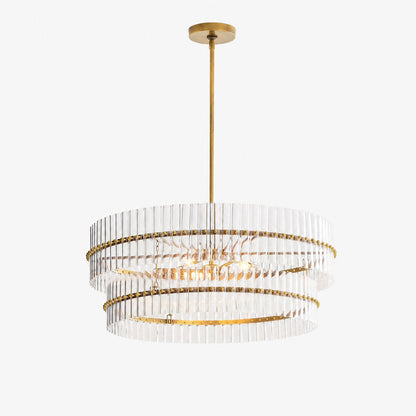 Lumora Kristall-Pendelleuchte – Elegantes Trommelmessing und geschliffenes Glas