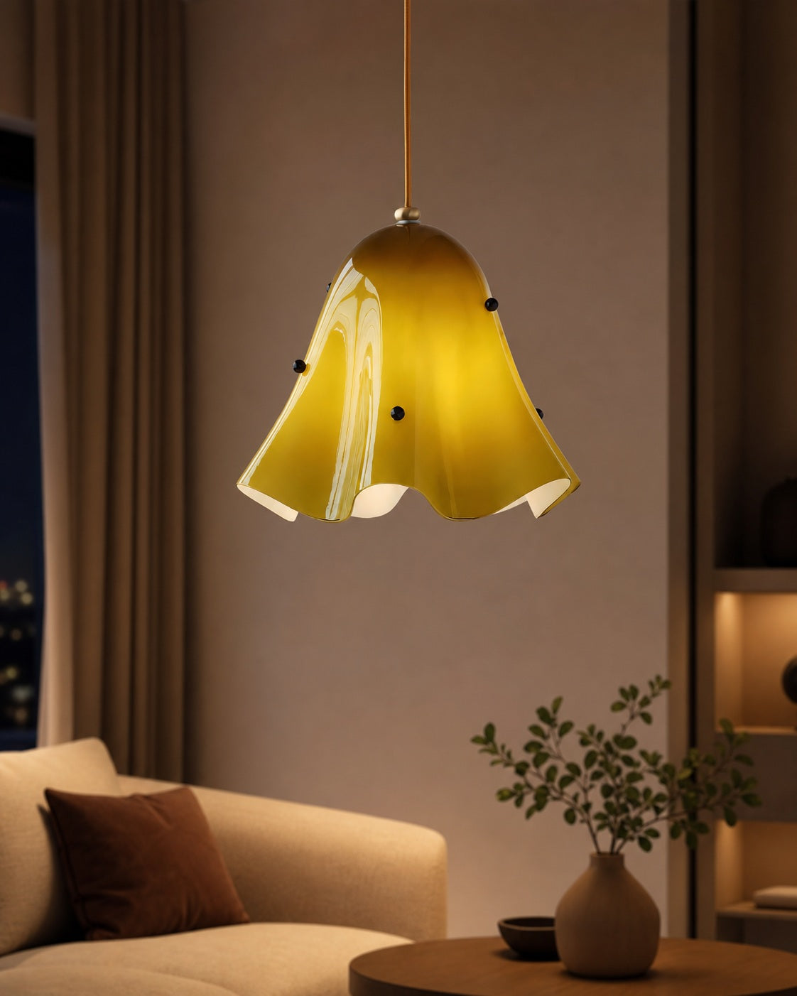 Bellina Artistic Glass Pendant Light - Modern Bloom Inspired Hanging Ceiling Lamp