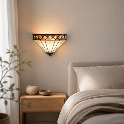 TF Fargo Art-Deco-Wandleuchte mit Rautenmuster – Glaswandleuchte für Flur und Schlafzimmer