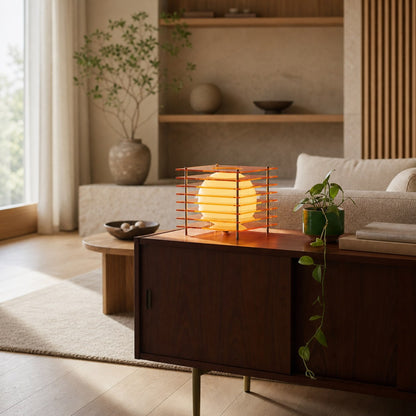 Afterglow Series Moon Cube Geometric Sphere Table Lamp - Modern Style Bedroom Decor