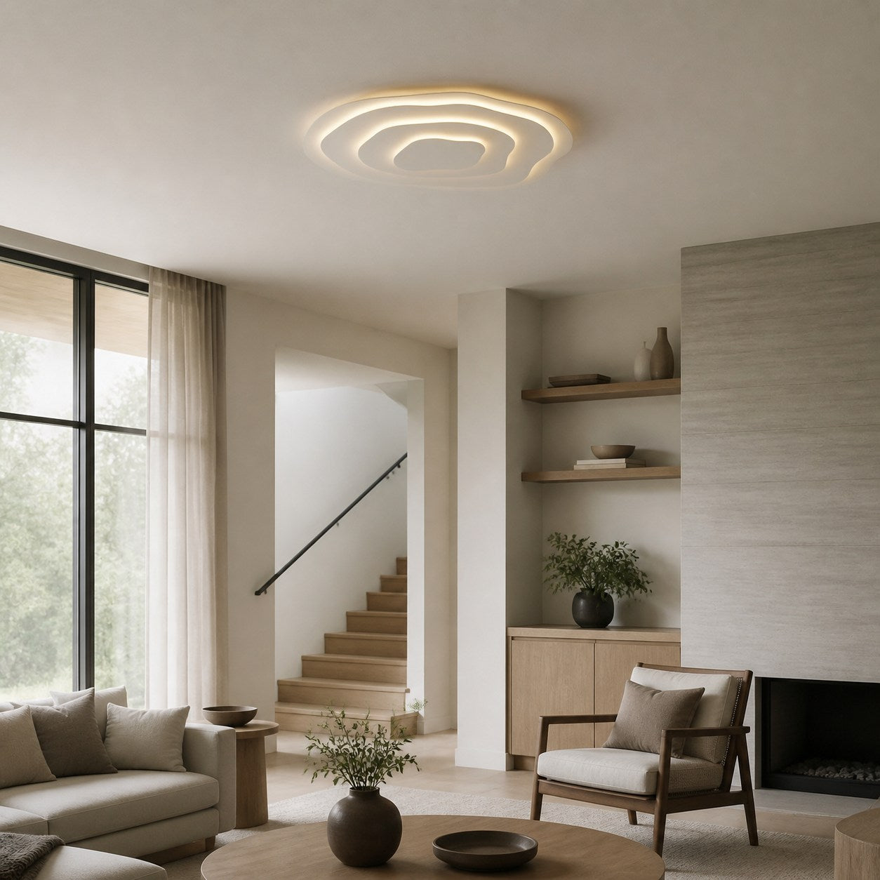 Aeris Mimir Wellenförmige Acryl-Deckenleuchte, moderne minimalistische Aufbauleuchte für Wohnzimmer und Schlafzimmer