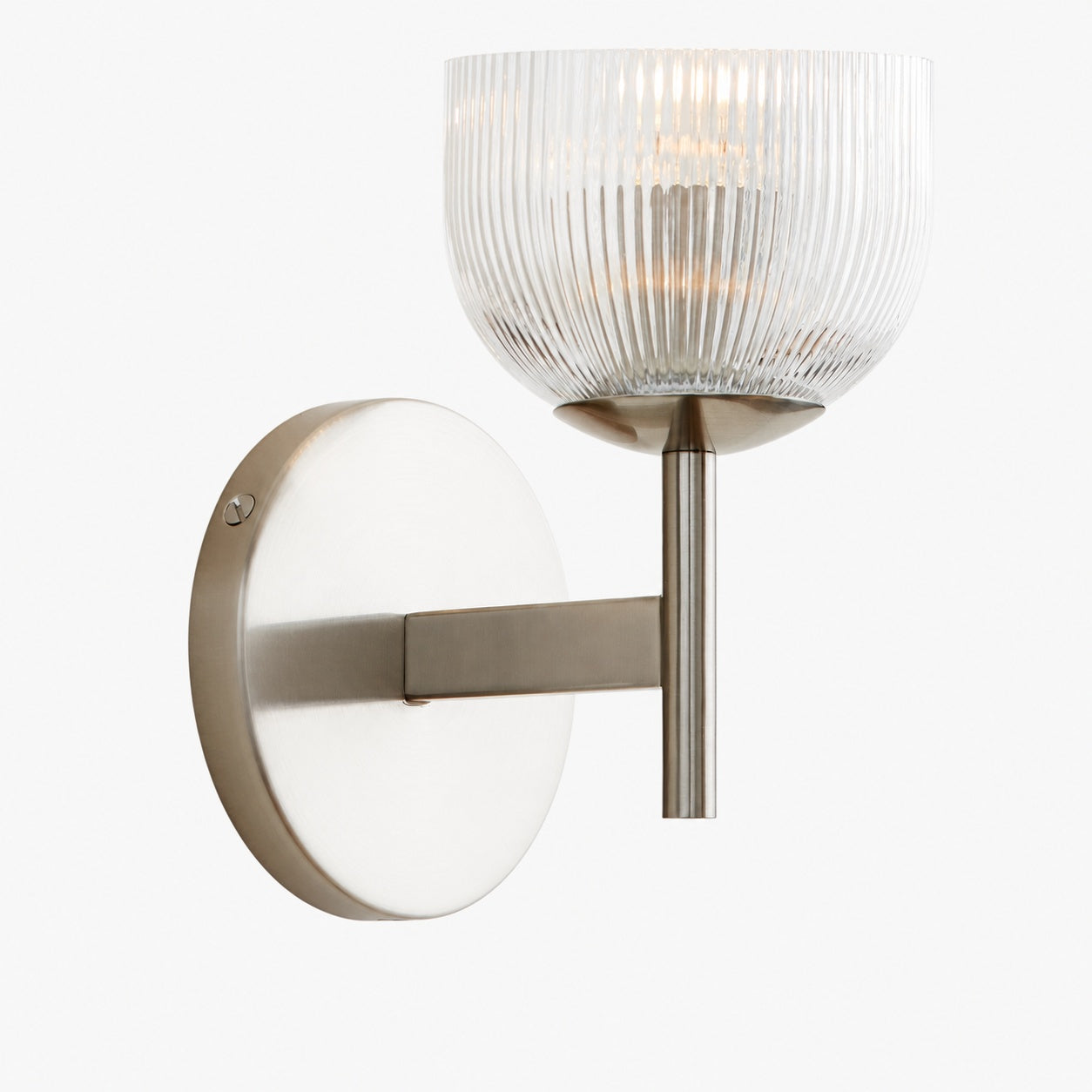 Bravira Wandleuchte aus geripptem Glas – Wandleuchte aus Metall mit klarem Glasschirm