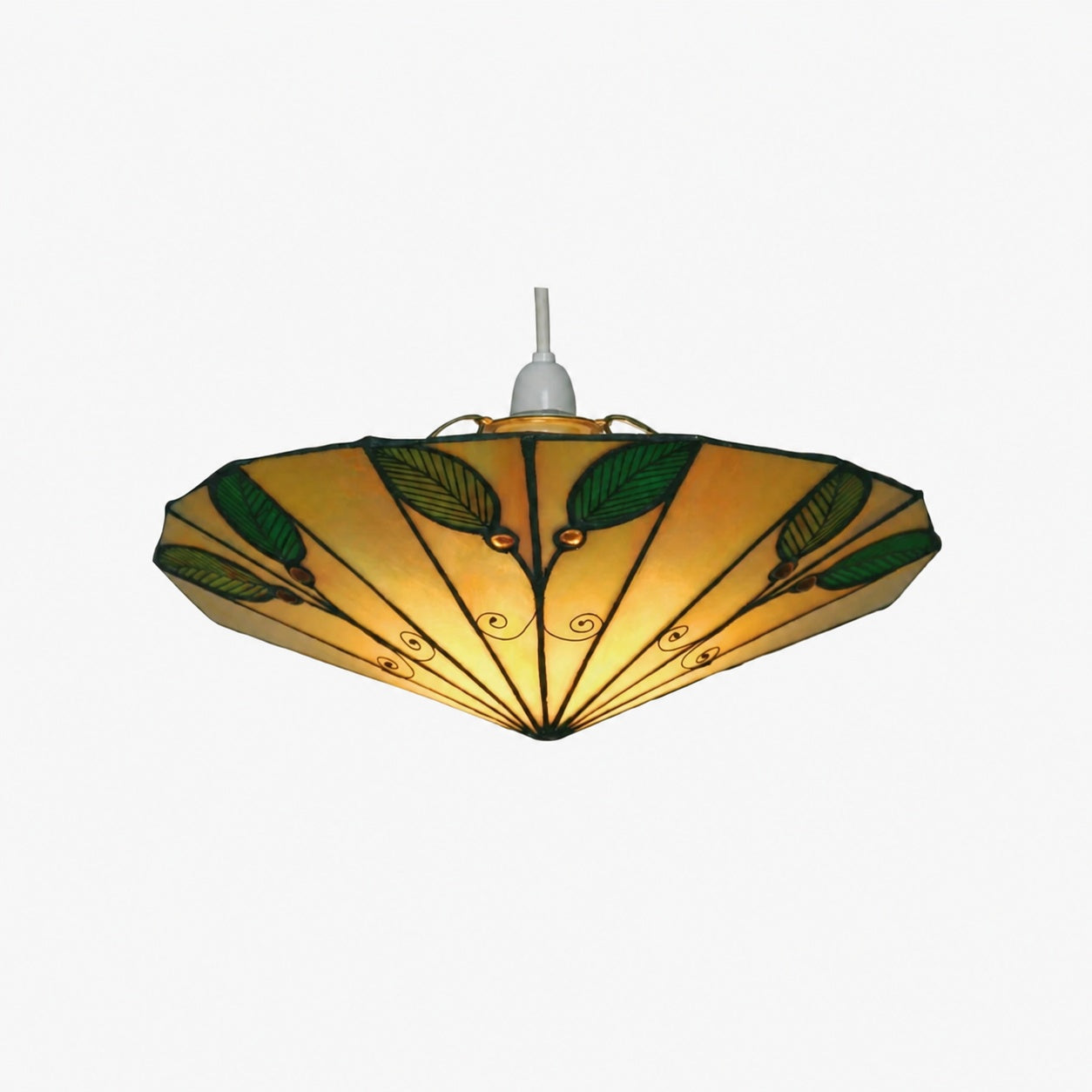 TF Harken Tiffany Style Leaf Pendant Shade Stained Glass Lamp Shade for Living Room and Bedroom