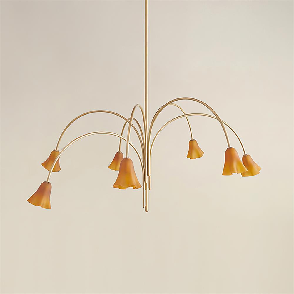 Bellina Sculptural Glass Lily Chandelier – Modern Romantic Pendant Light for High Ceilings