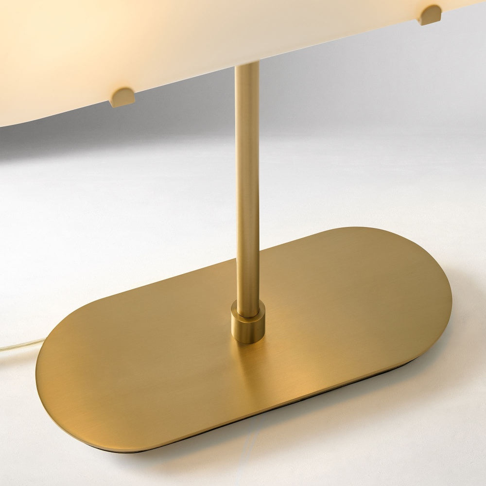 Ferosa Boat-Shaped Lampshade Table Lamp – Vintage Bronze Finish with Milk Glass Shade