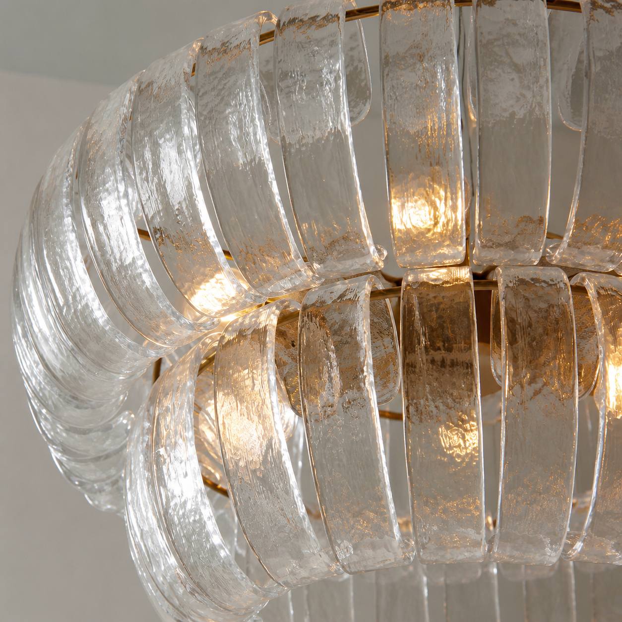 Solara 6-Light Tiered Pendant – Cascading Curved Glass and Metal-Frame for Dining & Entry