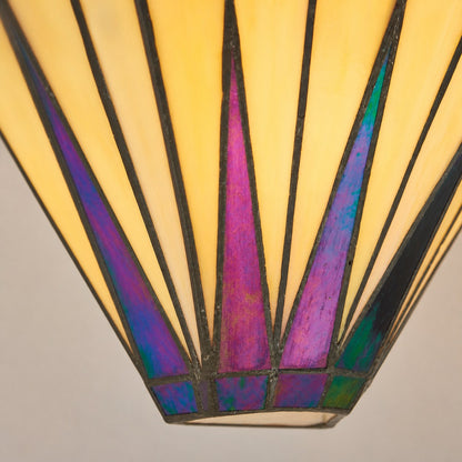 TF Dark Star Art Deco Star Tiffany Wandleuchte – Geometrische Buntglasleuchte für Flur und Wohnzimmer