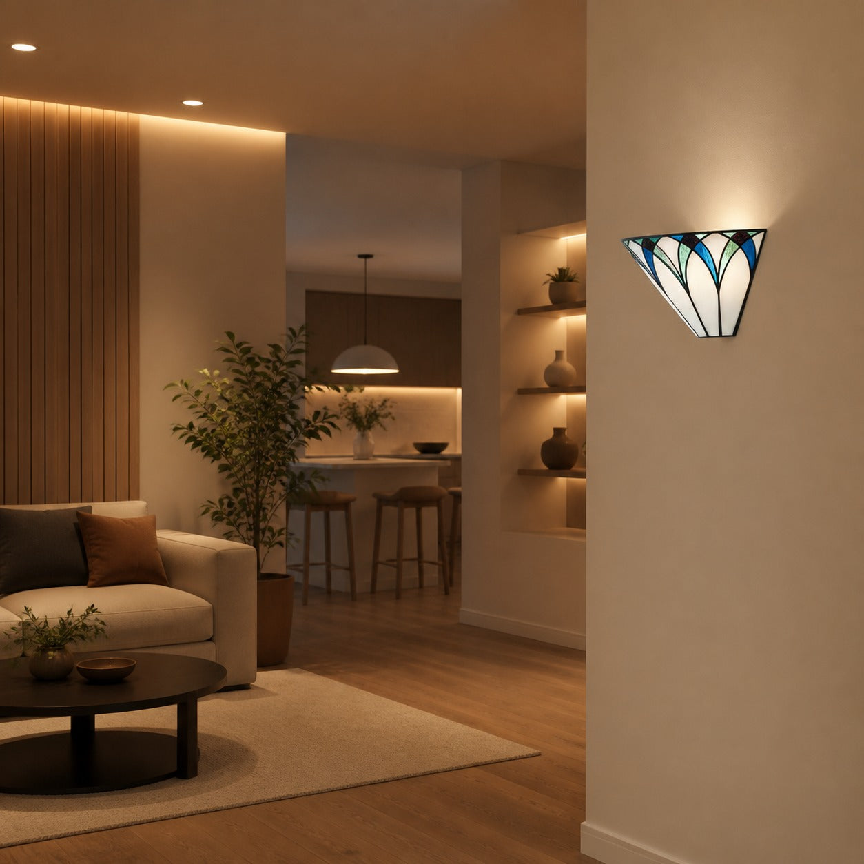 TF Allanton Wandleuchte aus gebeiztem Metall – Vintage-Art-Deco-Stil, Metall für Wohnzimmer und Flure