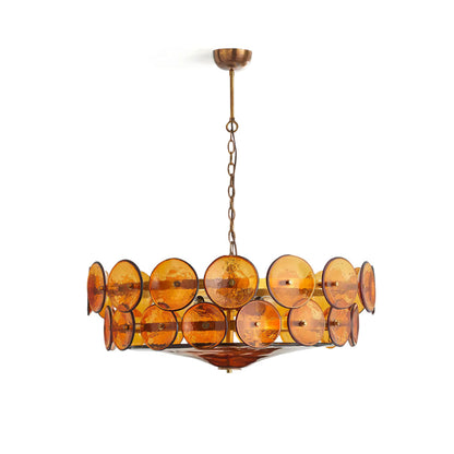 Lorenzo Halo Disc Vintage‑Modern Chandelier – Dining Room Statement Light