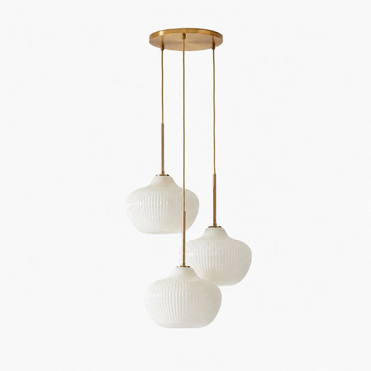 Rivrona Kronleuchter aus geripptem Glas mit 3 Lichtern – Skulpturale moderne Beleuchtung für Zuhause