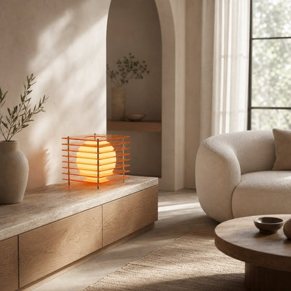 Afterglow Series Moon Cube Geometric Sphere Table Lamp - Modern Style Bedroom Decor