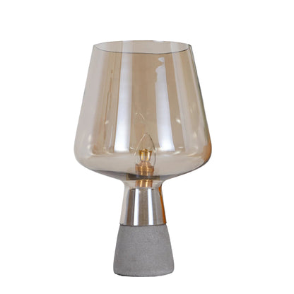 Concretea Industrial Table Lamp - Hand Blown Glass Globe with Concrete Base for Living Room