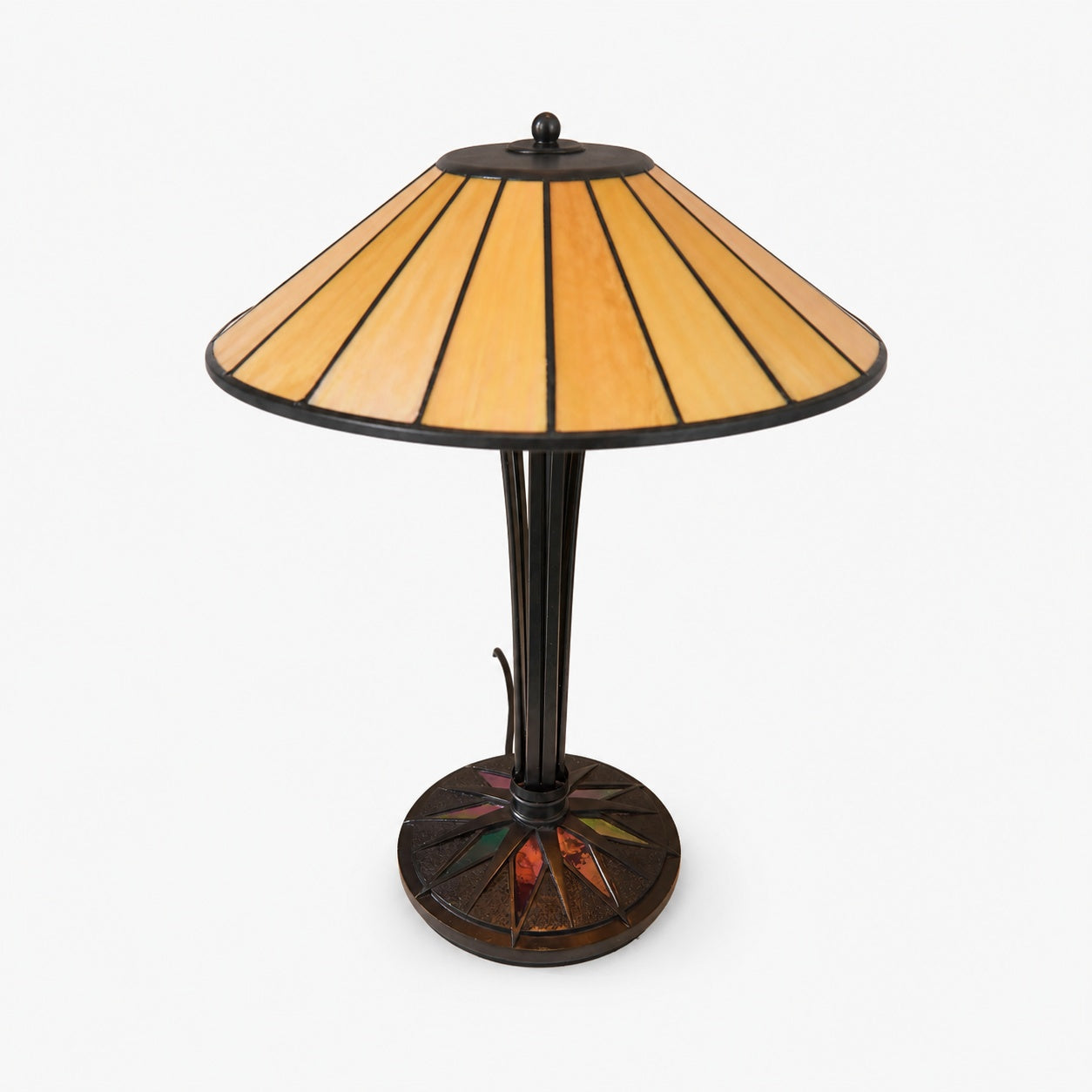 TF Dark Star Tiffany Style Geometric Shade Table Lamp for Bedroom and Accent Lighting
